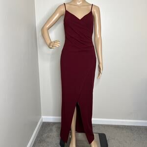 Lulus Sweetest Admirer Burgundy Ruched Surplice Maxi Dress